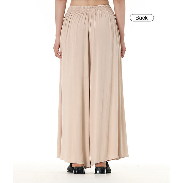 Buddha Stones Solid Color Loose Modal Wide Leg Pants With Pockets 12