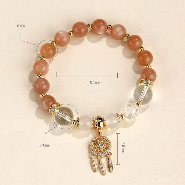 Buddha Stones Green Strawberry Quartz Amethyst Crystal Dreamcatcher Healing Bracelet 18