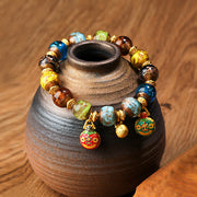 Buddha Stones Gold Swallowing Beast Family Charm Liuli Glass Bead Fortune Bracelet - Multicolored(Random Color) - Gold Swallowing Beast Family - 12mm - image 20