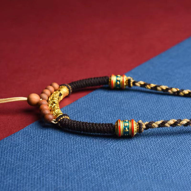 Buddha Stones Tibetan Handmade King Kong Knot Om Mani Padme Hum Prayer Wheel String Necklace Pendant
