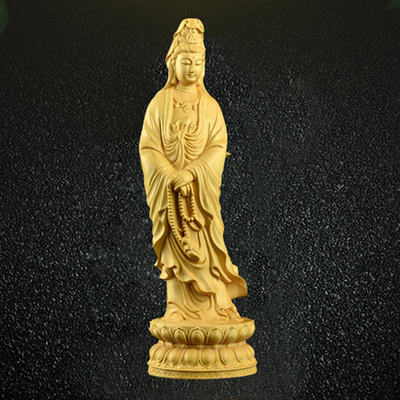 Chinese antique hand-carved brass gilt Guanyin holding 2024 treasure Buddha statue ornament, beautiful in shape, worthy of collection