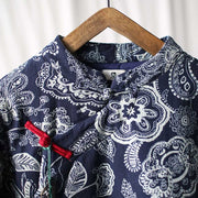 Buddha Stones Flowers Cotton Linen Jacket Shirt Chinese Northeast Style Winter Clothing 29