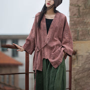 Buddha Stones Tie Dye Lace-up Design Coat Zen Meditation Open Front Top Jacket 18