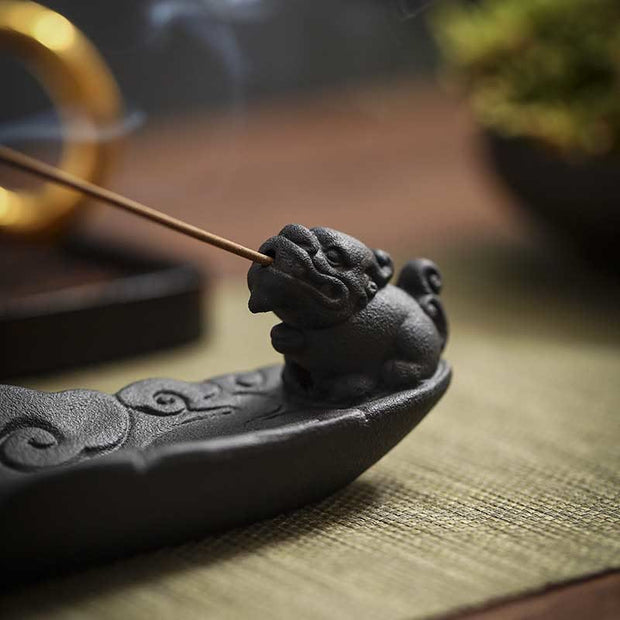 Buddha Stones Auspicious Clouds Pixiu Healing Ceramic Stick Incense Burner Decoration Incense Burner BS 14