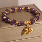 Buddha Stones Natural Amethyst Lotus Healing Spiritual Bracelet Bracelet BS 1