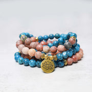 Buddha Stones 108 Mala Beads Apatite Red Stone Lotus Meditation Prayer Bead Bracelet (Extra 35% Off | USE CODE: FS35) - image 1