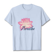 Buddha Stones BREATHE Lotus Flower Tee T-shirt T-Shirts BS LightCyan 2XL