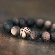 Buddha Stones Natural Silver Sheen Obsidian Lunar Meteorite Protection Bracelet Bracelet BS 3