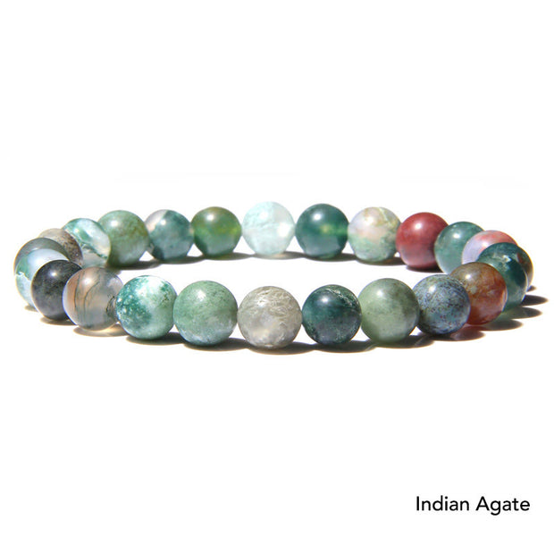 Natural Agate Stone Crystal Balance Beaded Bracelet Bracelet BS Indian Agate