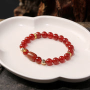 Buddha Stones Natural Red Agate Green Agate Buddhist Sutras Calm Bracelet