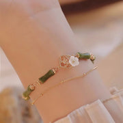 Buddha Stones 14k Gold Plated Copper Peridot Bamboo Flower Wealth Double Layer Bracelet 3