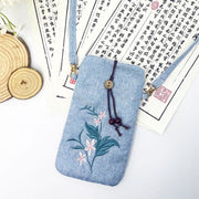 Buddha Stones Small Embroidered Flowers Crossbody Bag Shoulder Bag Cellphone Bag 11*20cm 20