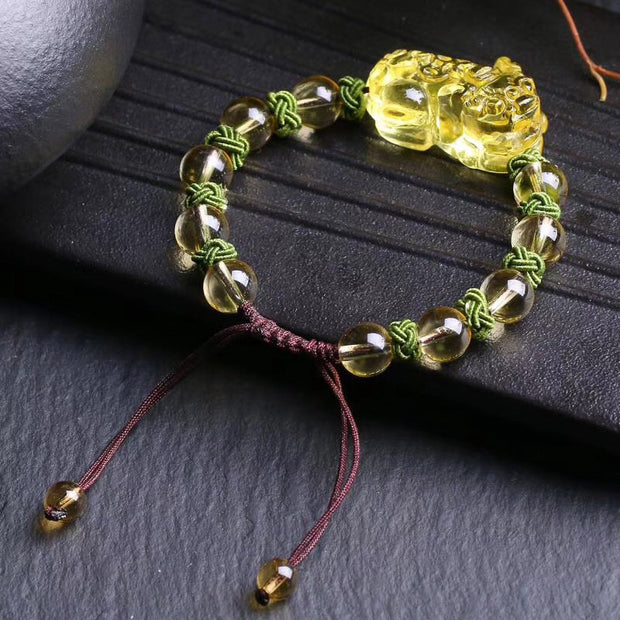 Buddha Stones Natural Citrine Pixiu Wealth Protection Bracelet Bracelet BS 3