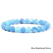 Natural Agate Stone Crystal Balance Beaded Bracelet Bracelet BS Blue Weathered Stone