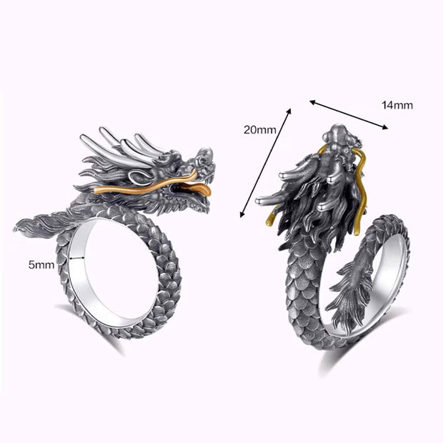Buddha Stones 925 Sterling Silver Vintage Dragon Design Protection Strength Adjustable Ring  (Extra 30% Off | USE CODE: FS30) - image 12