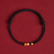 Buddha Stones 925 Sterling Silver Handmade Koi Fish Wealth Success Braided Rope Bracelet Bracelet BS Koi Fish Black(Wrist Circumference 14-18cm)