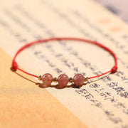 Buddha Stones Natural Strawberry Quartz Crystal Love Red String Weave Bracelet Anklet (Extra 30% Off | USE CODE: FS30) Bracelet BS Red Bracelet(Wrist Circumference 14-22cm)