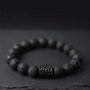 Buddha Stones Lava Rock Ebony Wood Tiger Eye Healing Bracelet