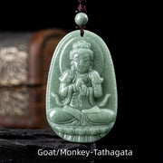 Buddha Stones Chinese Zodiac Natal Buddha Natural Jade Wealth Prosperity Necklace Pendant (Extra 30% Off | USE CODE: FS30) - Goat/Monkey-Tathagata - image 18