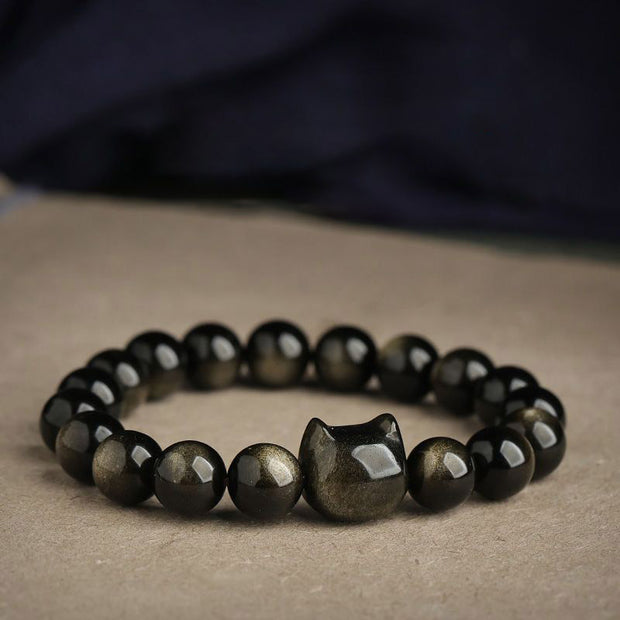 Buddha Stones "All the best for Luck and Confidence" Lovely Cat Bracelet Includes Gift Message Card - image 1