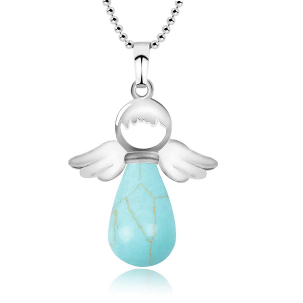 Buddha Stones Little Angel Wings Natural Crystal Luck Necklace Pendant (Extra 35% Off | USE CODE: FS35) - Turquoise - image 21