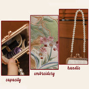 Buddha Stones Mountain Stone Orchid Pattern Pearl Chain Crossbody Bag Handbag Crossbody Bag&Handbags BS 6