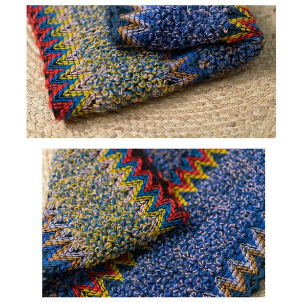 Buddha Stones Tibetan Shawl Soft Warm Knitting Cloak Winter Tibetan Tassel Scarf