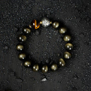 Buddha Stones To Experience a Reversal of Fortune Rainbow Obsidian Gold Sheen Obsidian Protection Bracelet Bracelet BS 8