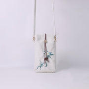 Buddha Stones Small Embroidered Flowers Crossbody Bag Shoulder Bag Cellphone Bag 11*20cm 18