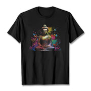 Buddha Stones Colorful Butterfly Flying Meditation Buddha Tee T-shirt T-Shirts BS Black 2XL