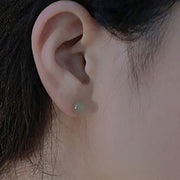 Buddha Stones Round Jade Beaded Luck Stud Earrings
