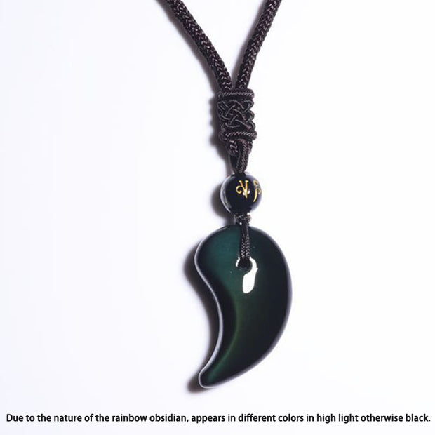 Buddha Stones Rainbow Obsidian Yin Yang Strength Pendant Necklace Necklaces & Pendants BS 14