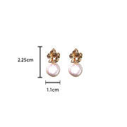 Buddha Stones 925 Sterling Silver Natural Baroque Pearl Flower Healing Drop Earrings 9