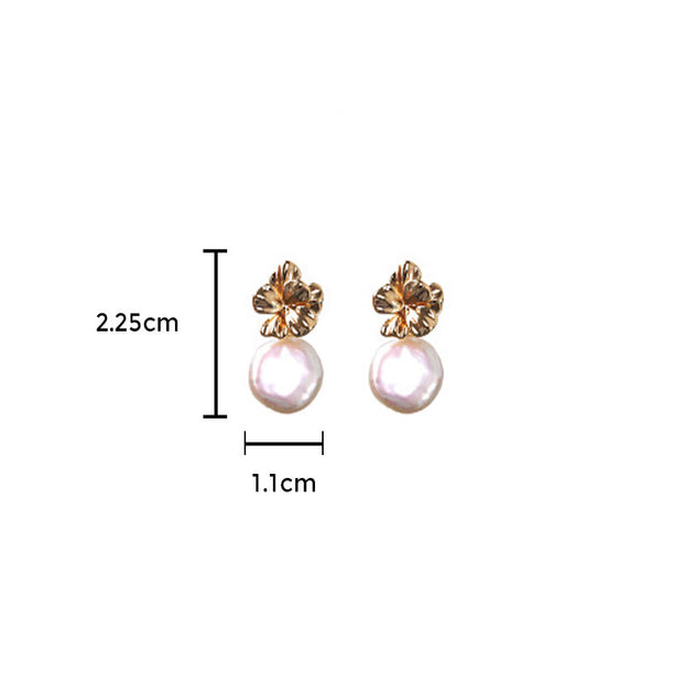 Buddha Stones 925 Sterling Silver Natural Baroque Pearl Flower Healing Drop Earrings 9