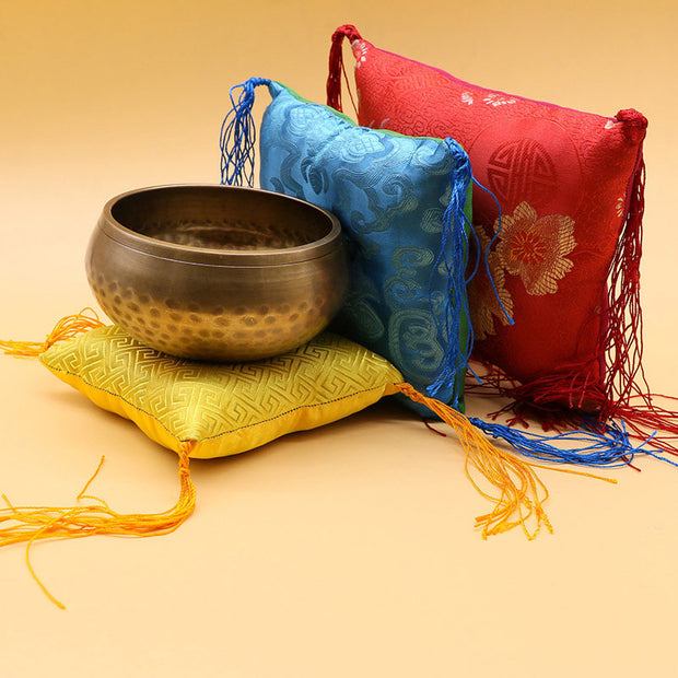 Buddha Stones Tibetan Singing Bowl Cushion Decoration with Tassel Decoration Decorations BS 2