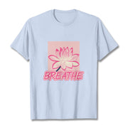 Buddha Stones BREATHE Pink Lotus Flower Tee T-shirt T-Shirts BS LightCyan 2XL