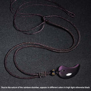 Buddha Stones Rainbow Obsidian Yin Yang Strength Pendant Necklace Necklaces & Pendants BS 10