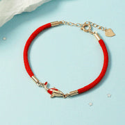 Buddha Stones Copper Koi Fish Wealth Necklace Pendant Red Rope Bracelet Earrings Set Bracelet Necklaces & Pendants BS 2