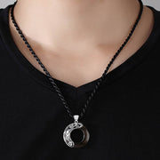 Buddha Stones 12 Constellations of the Zodiac Ice Obsidian Blessing Round Pendant Necklace