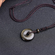 Buddha Stones Tibetan Obsidian Protection Necklace