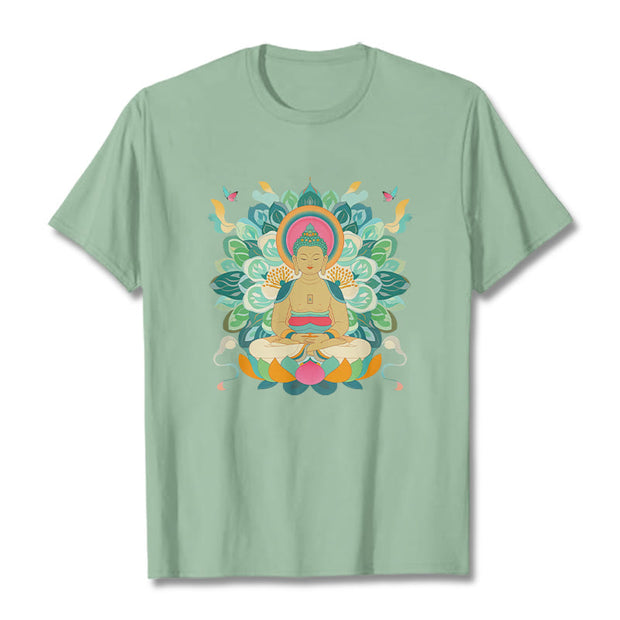 Buddha Stones Butterfly Lotus Buddha-Inspired Tee T-shirt