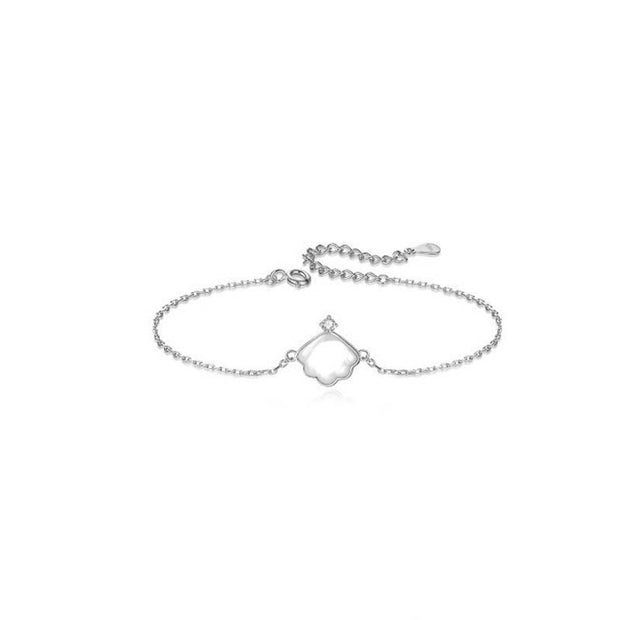 Buddha Stones 925 Sterling Silver Tridacna Stone Shell Blessing Necklace Pendant Bracelet Earrings Jewelry Set Bracelet Necklaces & Pendants BS Silver Bracelet(Wrist Circumference 14-17cm)