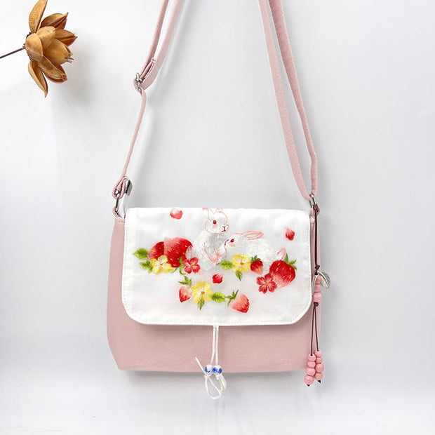 Buddha Stones Embroidered Camellia Epiphyllum Gardenia Sakura Flowers Crossbody Bag Shoulder Bag Cellphone Bag 42