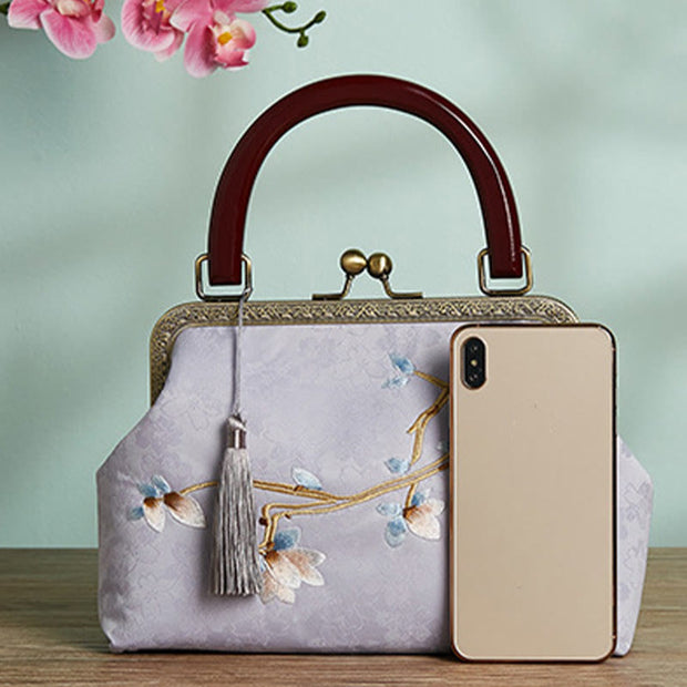 Buddha Stones Flower Embroidery Handbag Crossbody Bag Crossbody Bag&Handbags BS 4