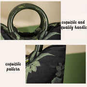 Buddha Stones Black Green Orchids Print Vintage Handbag Handbags BS 7
