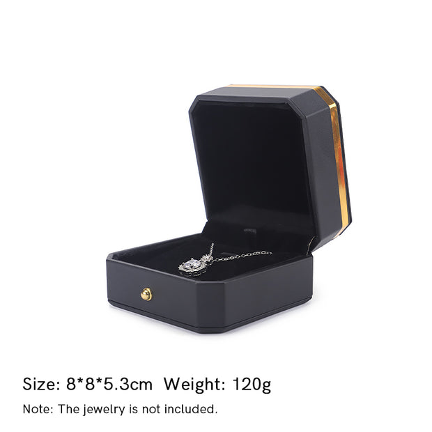 Buddha Stones Jewelry Storage Box PU Leather Gift Box - Black - Pendant Box (8*8*5.3cm) - image 15