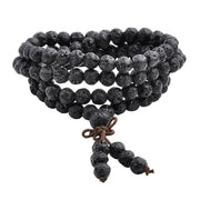 Buddha Stones Natural Lava Rock 108 Beads Protection Bracelet