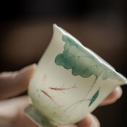 Buddha Stones Koi Fish Lotus Leaf Pattern Ceramic Teacup Kung Fu Tea Cup 65ml