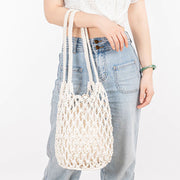 Buddha Stones Hand-woven Cotton Thread Shoulder Bag Handbags Shoulder Bag&Handbags BS 16
