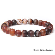Natural Agate Stone Crystal Balance Beaded Bracelet Bracelet BS Brown Banded Agate